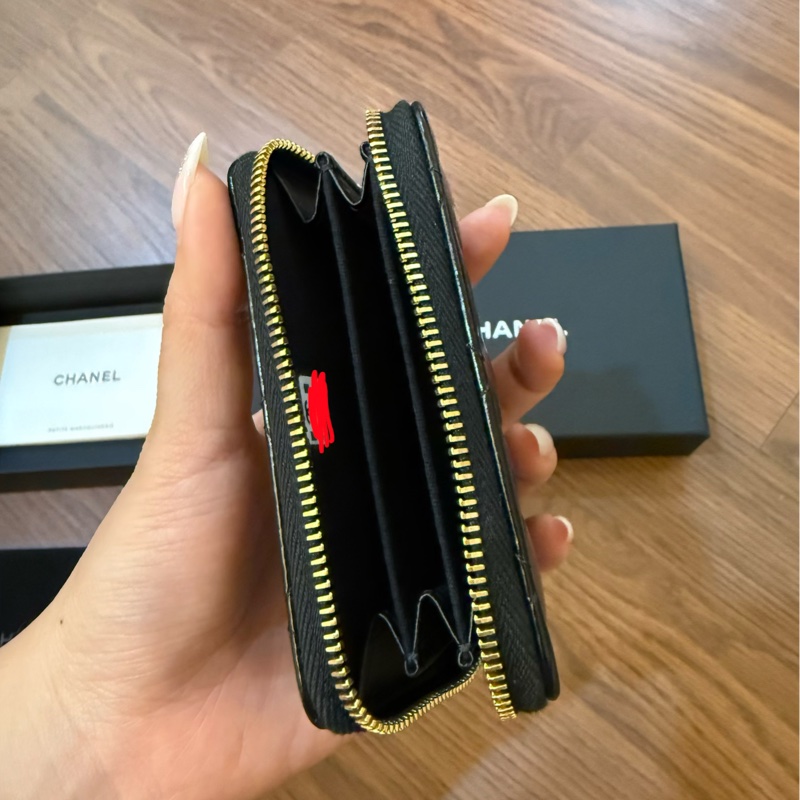 Chanel 香奈兒 24K 羊皮零錢包 99新 晶片款 油臘皮-10