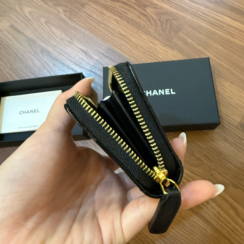 Chanel 香奈兒 24K 羊皮零錢包 99新 晶片款 油臘皮-11