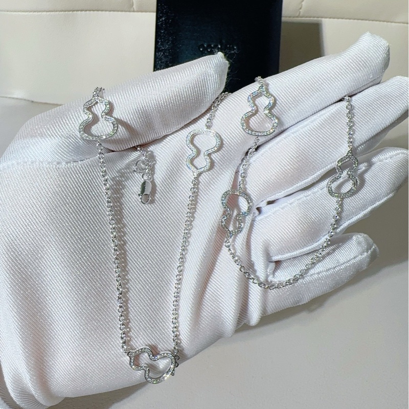 Qeelin 麒麟 18K 白金滿鑽葫蘆毛衣鏈-3