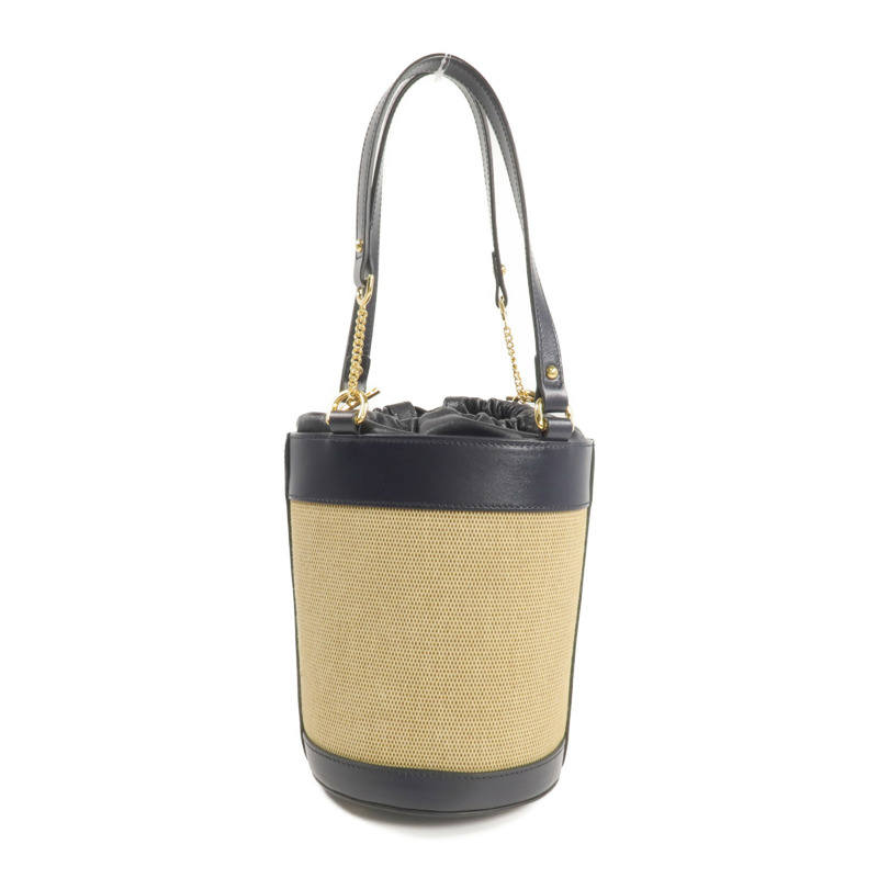 GUCCI 牛皮皮革/帆布Horsebit 1955 Bucket Bag金扣手挽袋-1