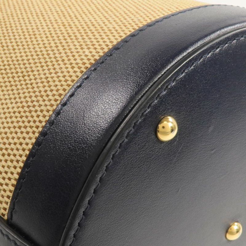 GUCCI 牛皮皮革/帆布Horsebit 1955 Bucket Bag金扣手挽袋-6