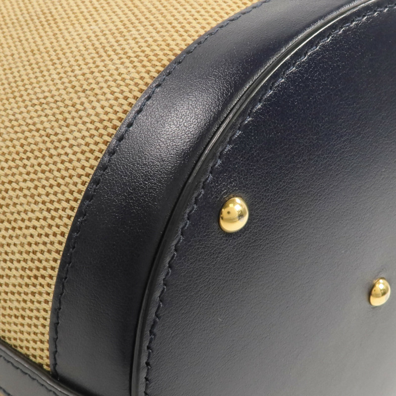 GUCCI 牛皮皮革/帆布Horsebit 1955 Bucket Bag金扣手挽袋-8
