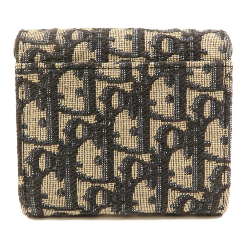 Dior 帆布/牛皮皮革Saddle Lotus Wallet金扣錢包-1