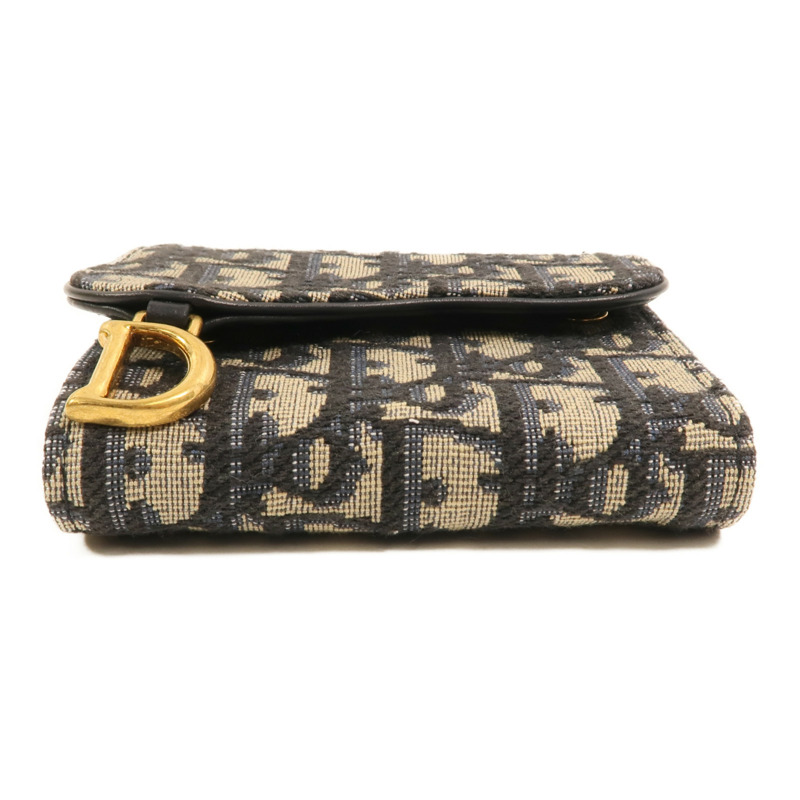 Dior 帆布/牛皮皮革Saddle Lotus Wallet金扣錢包-5