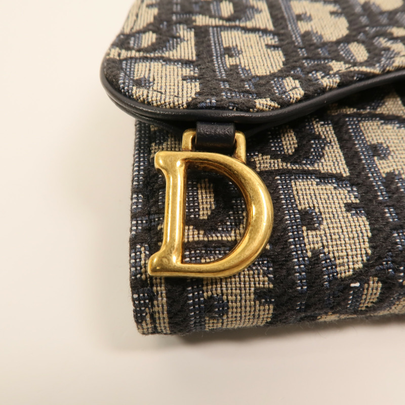 Dior 帆布/牛皮皮革Saddle Lotus Wallet金扣錢包-11