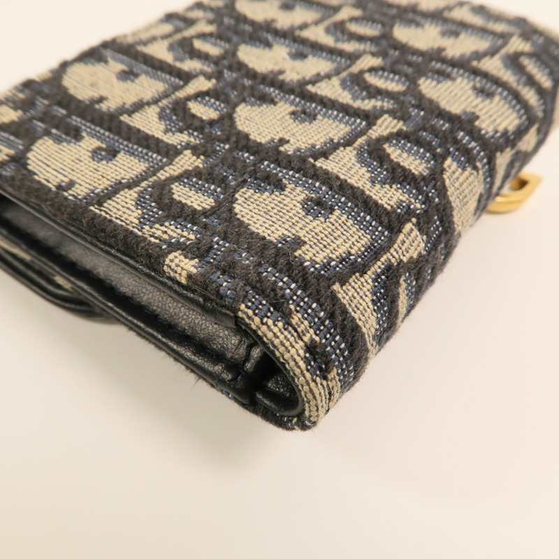 Dior 帆布/牛皮皮革Saddle Lotus Wallet金扣錢包-16