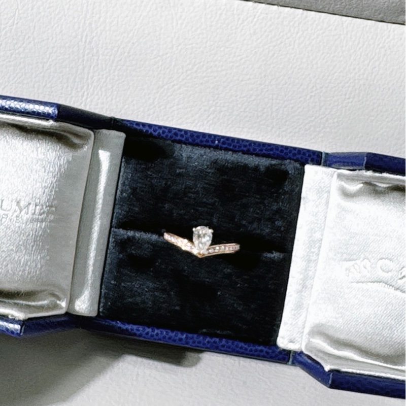 Chaumet尚美 加冕·愛系列 白鷺冠冕 V 字型玫瑰金水滴鑽戒，50號-2