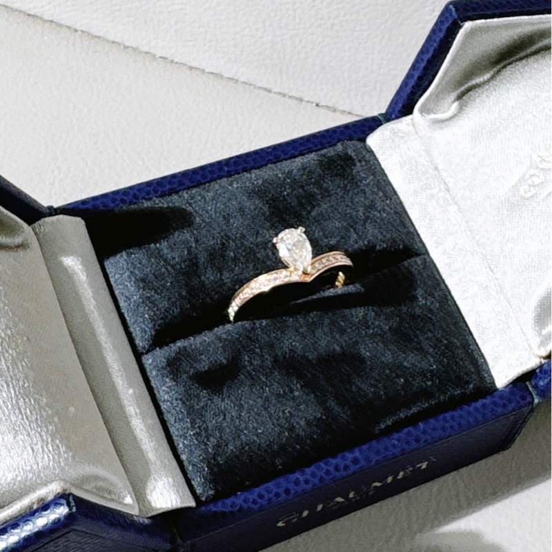 Chaumet尚美 加冕·愛系列 白鷺冠冕 V 字型玫瑰金水滴鑽戒，50號-3