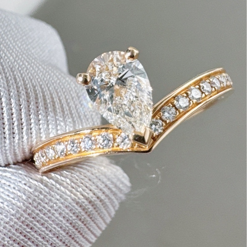 Chaumet尚美 加冕·愛系列 白鷺冠冕 V 字型玫瑰金水滴鑽戒，50號-6