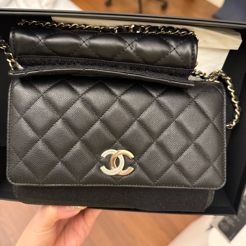 Chanel WOC 24b 鏈帶皮夾 香奈兒 牛皮 荔枝皮