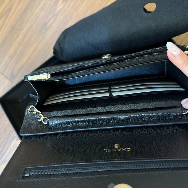 Chanel WOC 24b 鏈帶皮夾 香奈兒 牛皮 荔枝皮-13