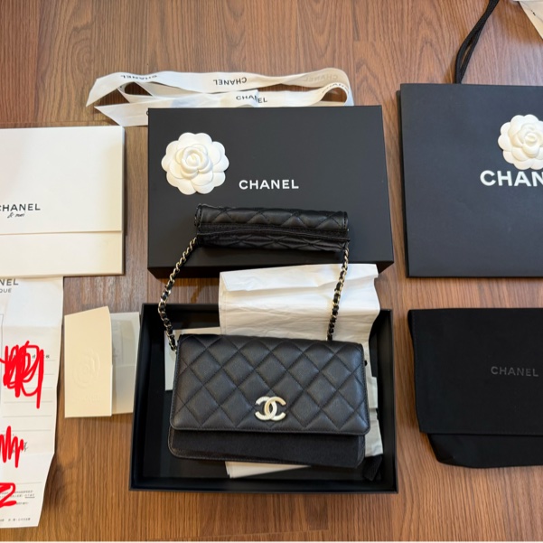 Chanel WOC 24b 鏈帶皮夾 香奈兒 牛皮 荔枝皮-18