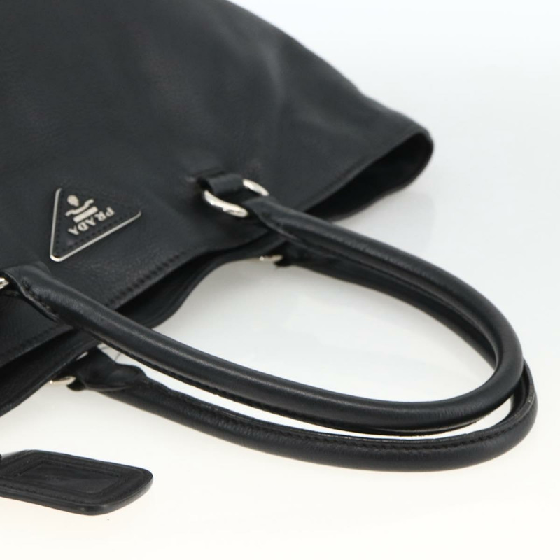 【日本直送】PRADA 皮革手提包 黑色 銀色 正品 BAZ073A-6