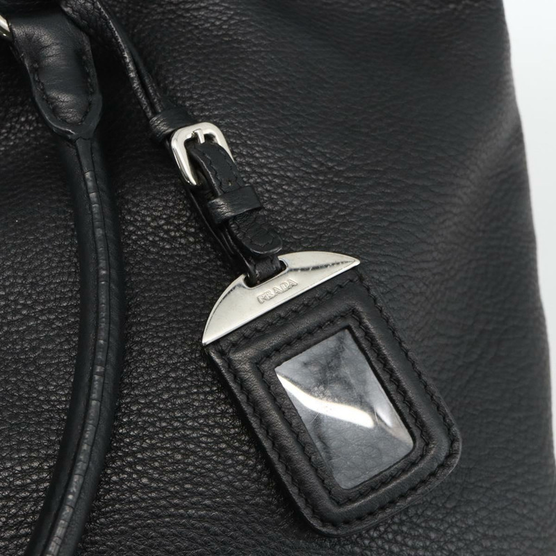 【日本直送】PRADA 皮革手提包 黑色 銀色 正品 BAZ073A-9