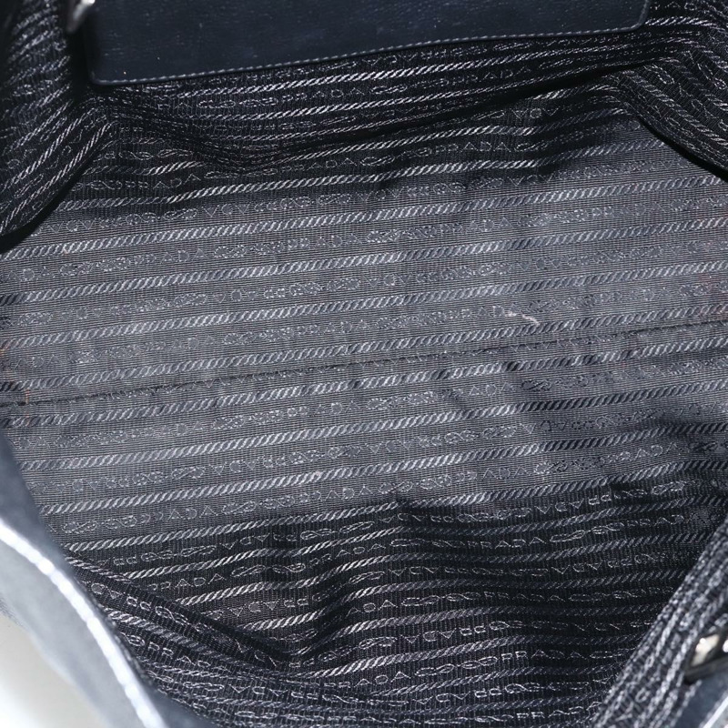 【日本直送】PRADA 皮革手提包 黑色 銀色 正品 BAZ073A-10