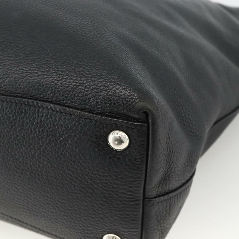 【日本直送】PRADA 皮革手提包 黑色 銀色 正品 BAZ073A-14