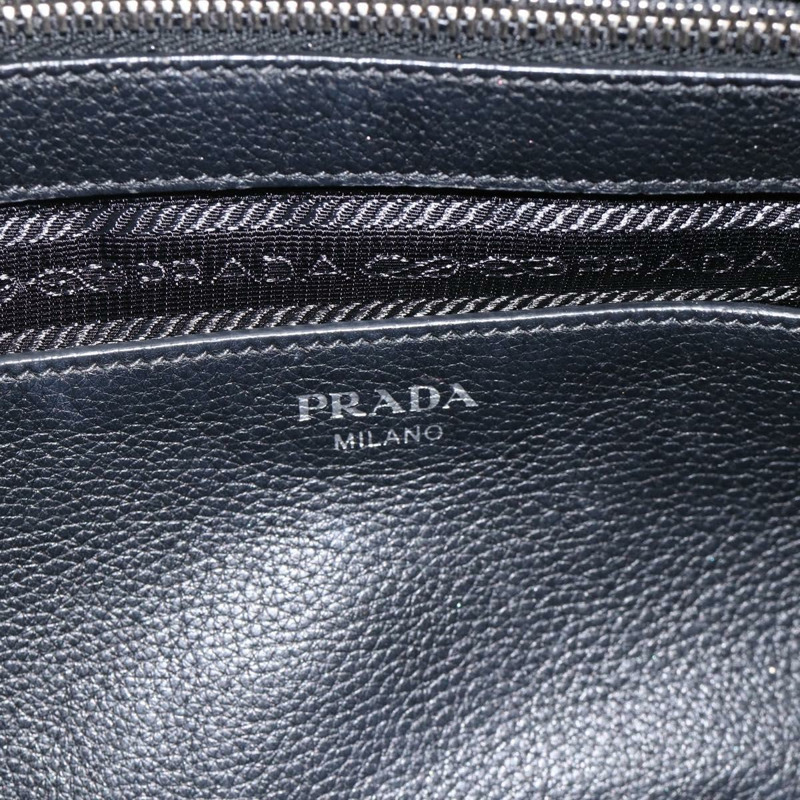 【日本直送】PRADA 皮革手提包 黑色 銀色 正品 BAZ073A-17