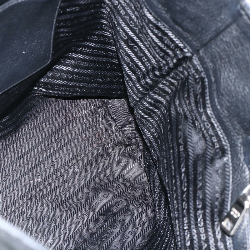 【日本直送】PRADA 皮革手提包 黑色 銀色 正品 BAZ073A-18