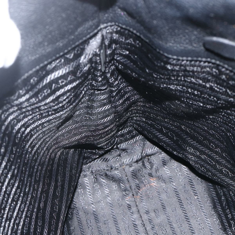 【日本直送】PRADA 皮革手提包 黑色 銀色 正品 BAZ073A-19