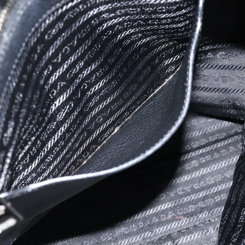 【日本直送】PRADA 皮革手提包 黑色 銀色 正品 BAZ073A-20