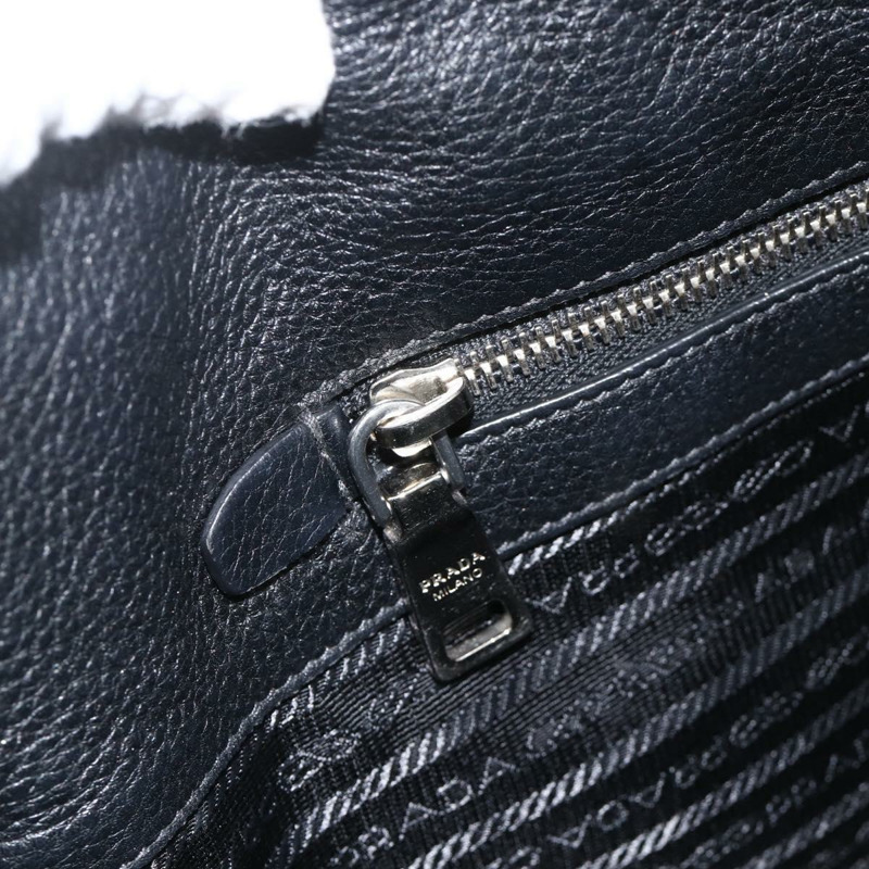 【日本直送】PRADA 皮革手提包 黑色 銀色 正品 BAZ073A-23