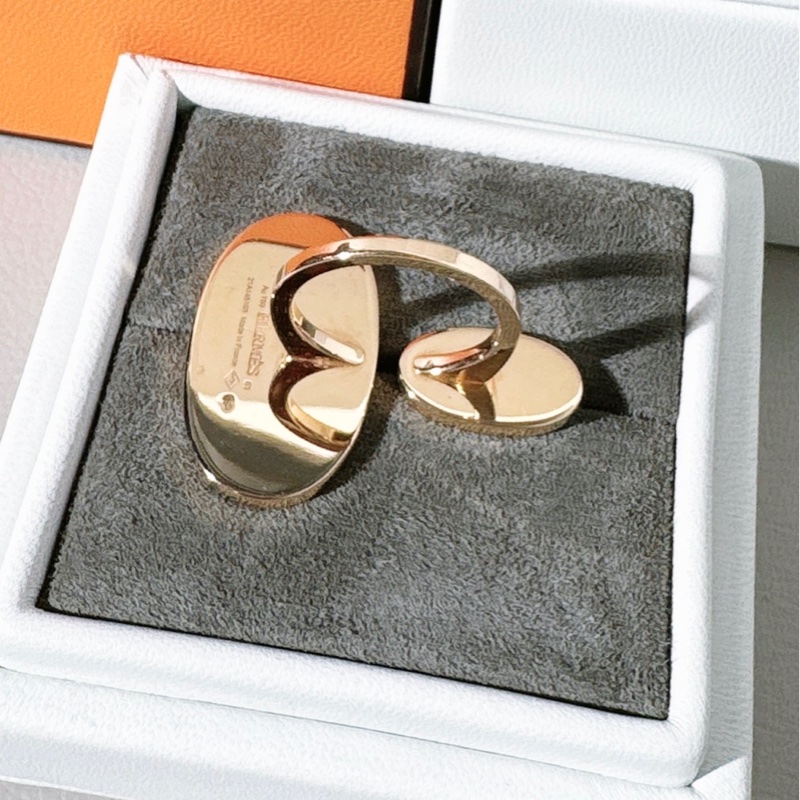 Hermes 愛馬仕  Verso 18K 玫瑰金 白陶瓷豬鼻子戒指-2