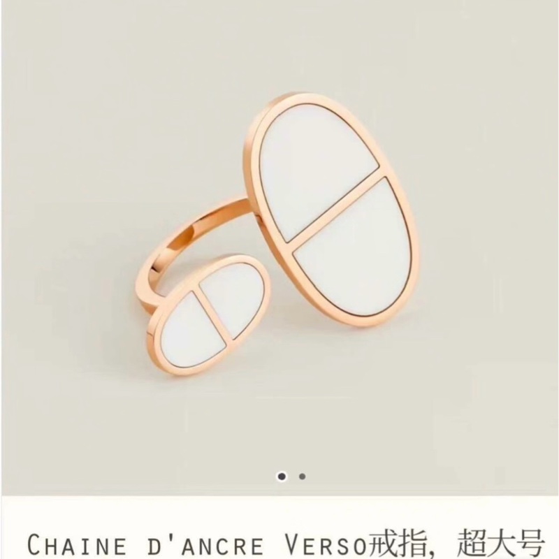 Hermes 愛馬仕  Verso 18K 玫瑰金 白陶瓷豬鼻子戒指-5