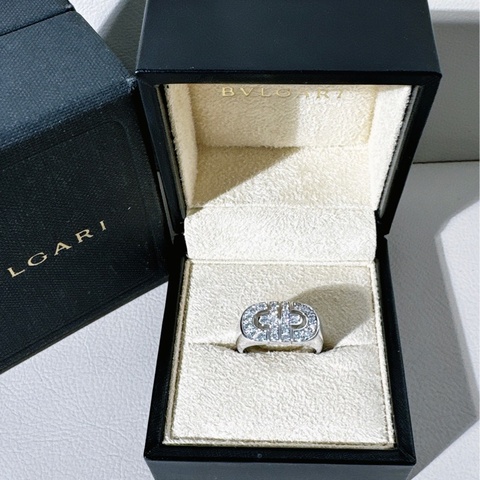 Bvlgari寶格麗 18 K 白金滿鑽 時來運轉戒指