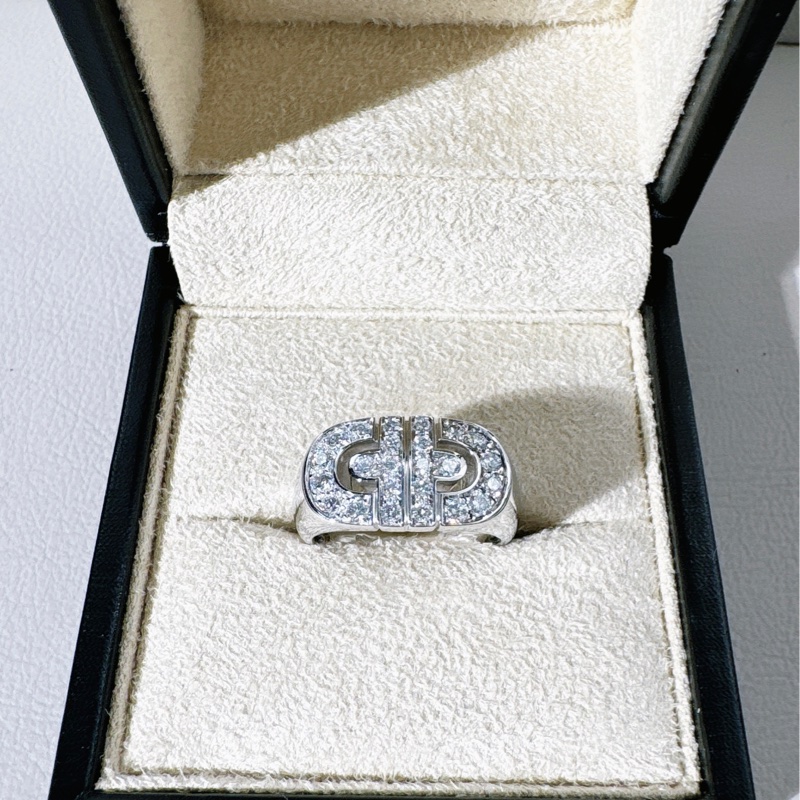 Bvlgari寶格麗 18 K 白金滿鑽 時來運轉戒指-1