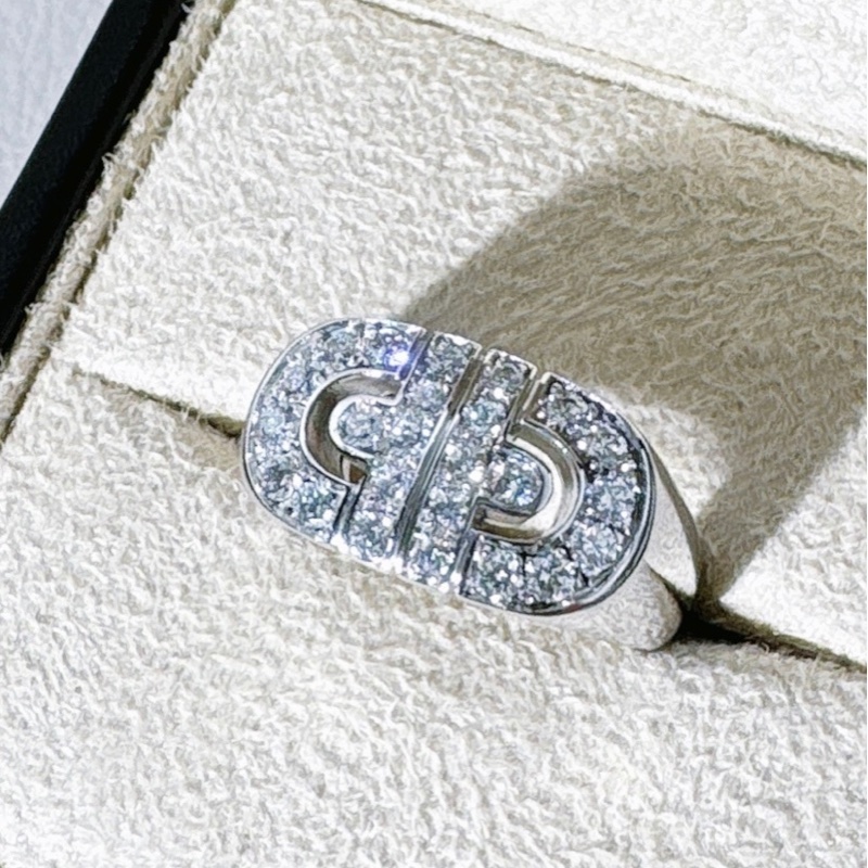 Bvlgari寶格麗 18 K 白金滿鑽 時來運轉戒指-3