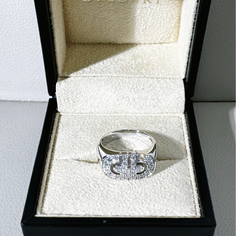 Bvlgari寶格麗 18 K 白金滿鑽 時來運轉戒指-4