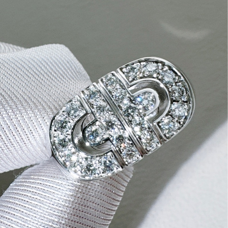 Bvlgari寶格麗 18 K 白金滿鑽 時來運轉戒指-6