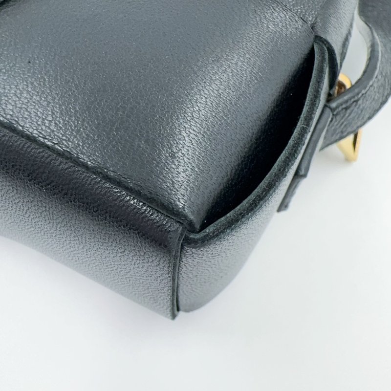 BV黑色編織羊皮拉鍊側背相機包-12