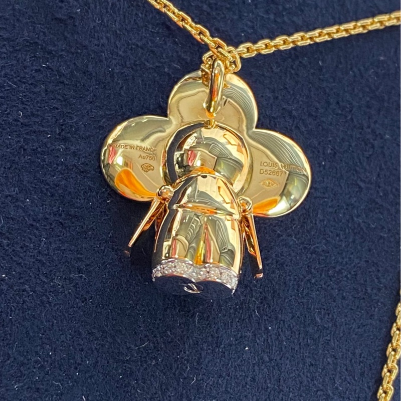 LV路易威登 Vivienne-珠寶系列，紅色帶鑽太陽花項鍊-6