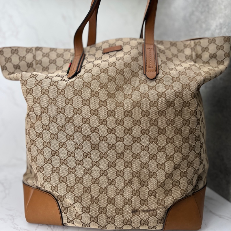 香緹國際精品926 Gucci 咖色拼皮大托特-0