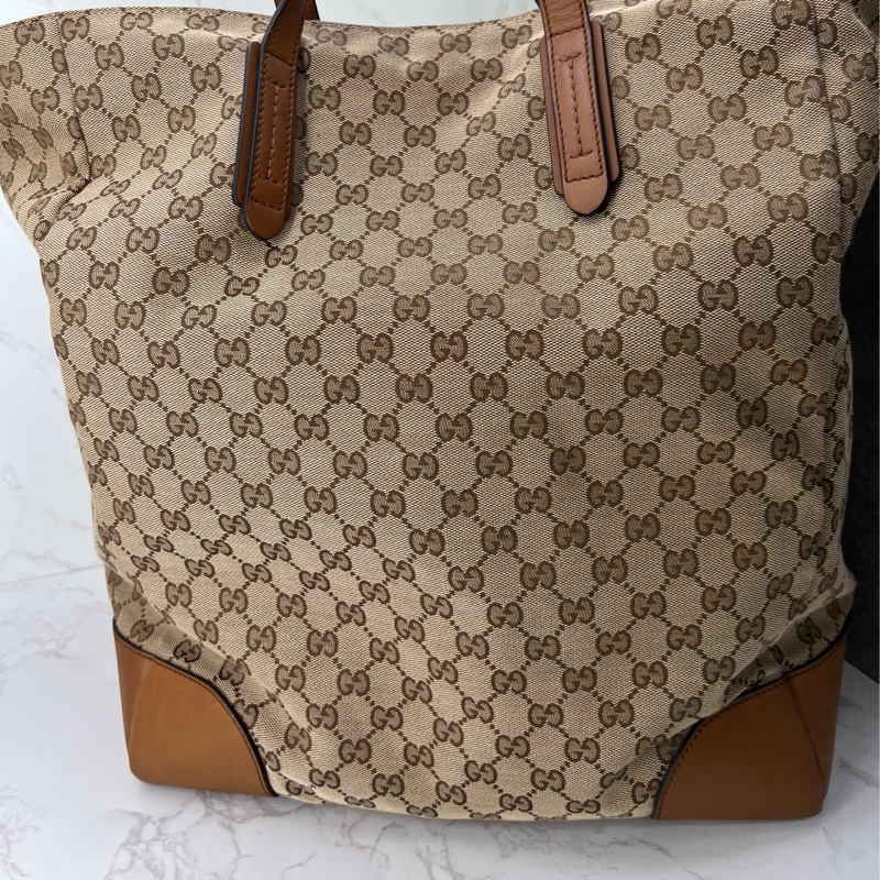 香緹國際精品926 Gucci 咖色拼皮大托特-1