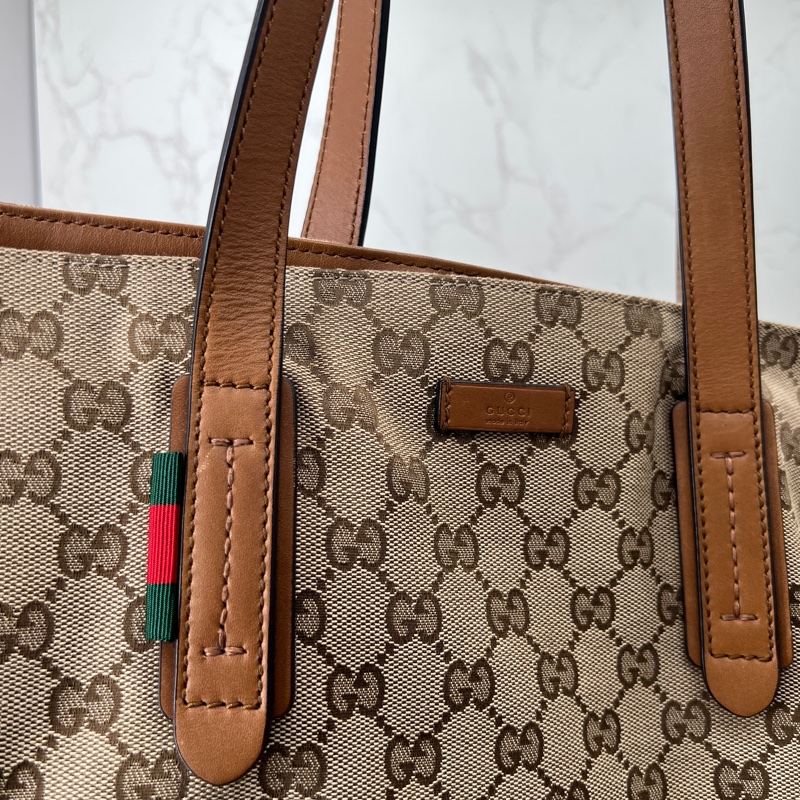 香緹國際精品926 Gucci 咖色拼皮大托特-4