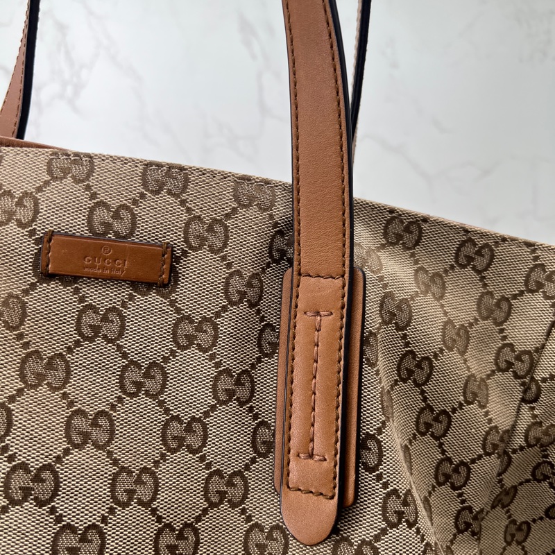 香緹國際精品926 Gucci 咖色拼皮大托特-5
