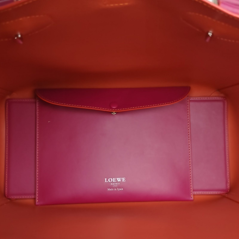 LOEWE 紫色牛皮銀扣手提購物袋配子袋單肩包-4