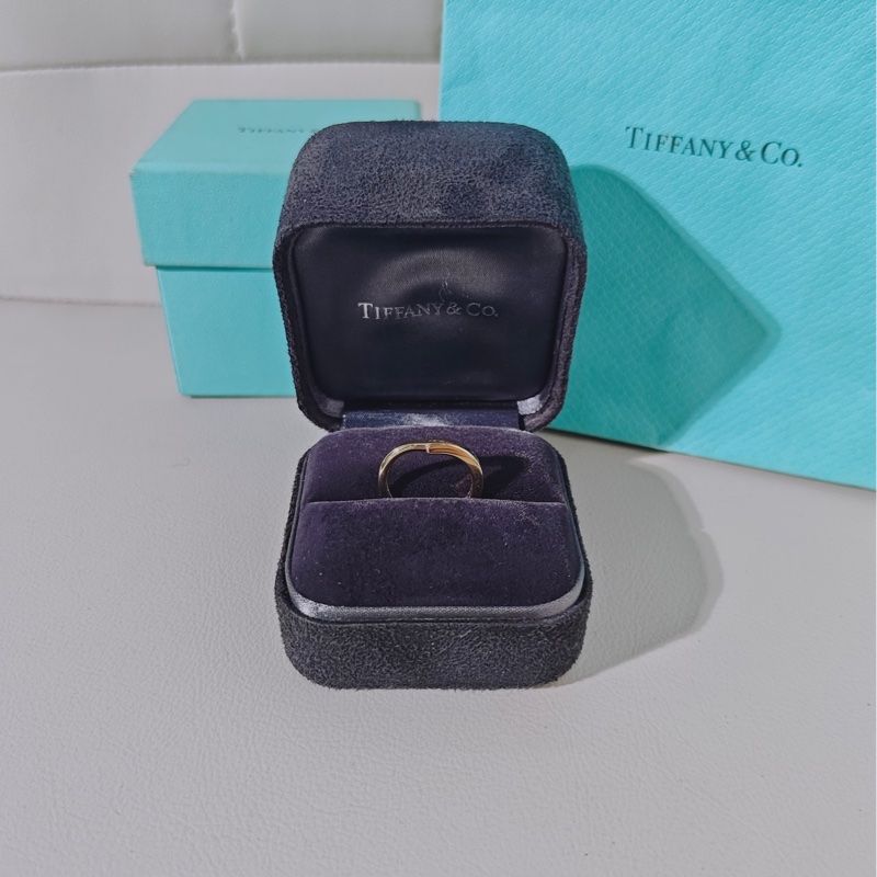 Tiffany蒂芙尼 Lock系列 18k黃金雙U形鎖戒指,50碼-0