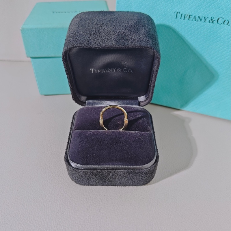 Tiffany蒂芙尼 Lock系列 18k黃金雙U形鎖戒指,50碼-1