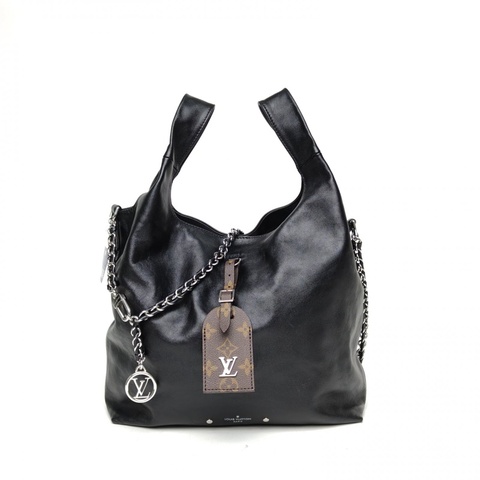 LOUIS VUITTON Atlantis菜籃子中號黑色羊皮晶片