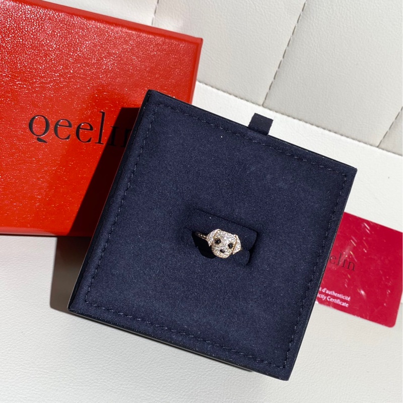 Qeelin麒麟 Wangwang 玫瑰金滿鑽 狗狗戒指，52號-1