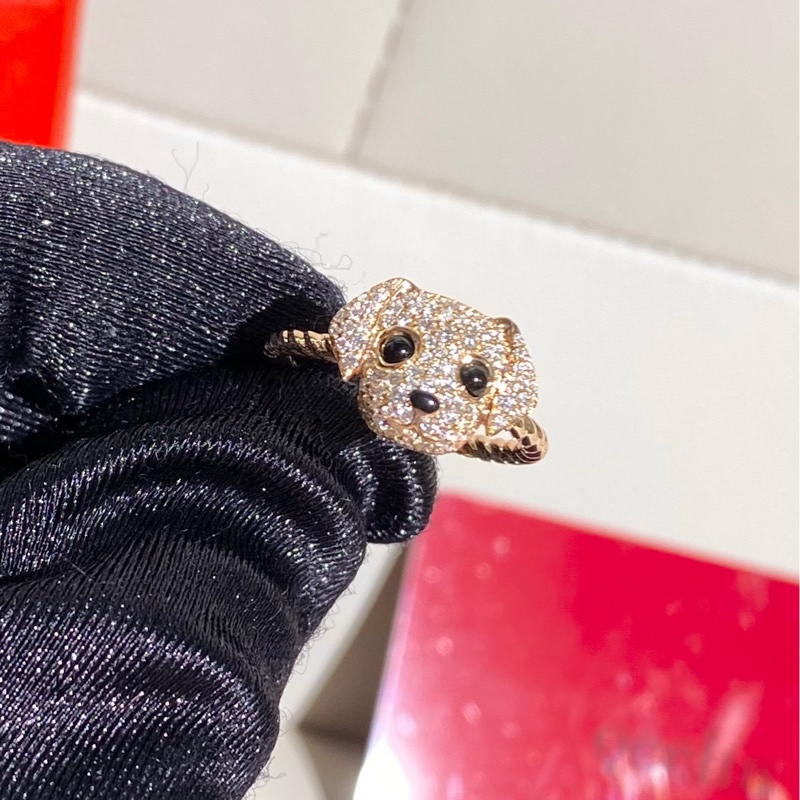 Qeelin麒麟 Wangwang 玫瑰金滿鑽 狗狗戒指，52號-3