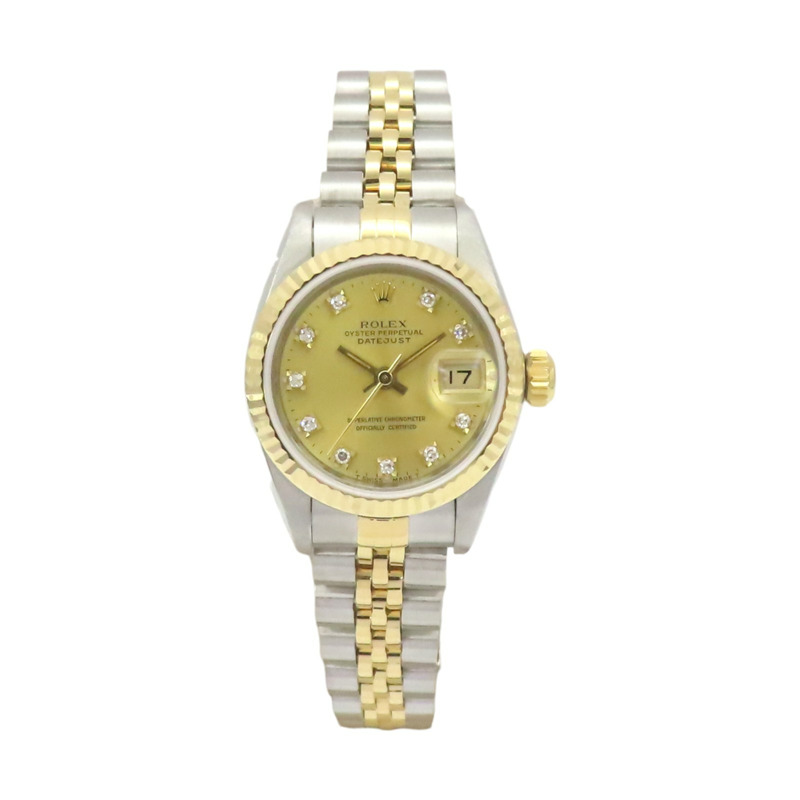 香檳鑽錶盤 18K黃金 不鏽鋼 鑽石 Datejust 10PD 腕錶【ROLEX 勞力士】 69173G-1