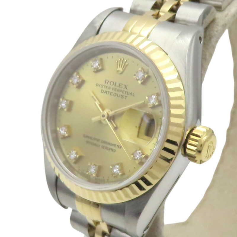 香檳鑽錶盤 18K黃金 不鏽鋼 鑽石 Datejust 10PD 腕錶【ROLEX 勞力士】 69173G-2