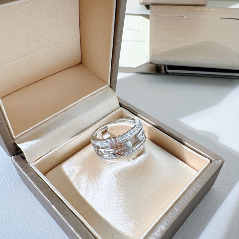 Bvlgari寶格麗 PARENTESI系列 白金鑲鑽 回形針戒指,50碼-3