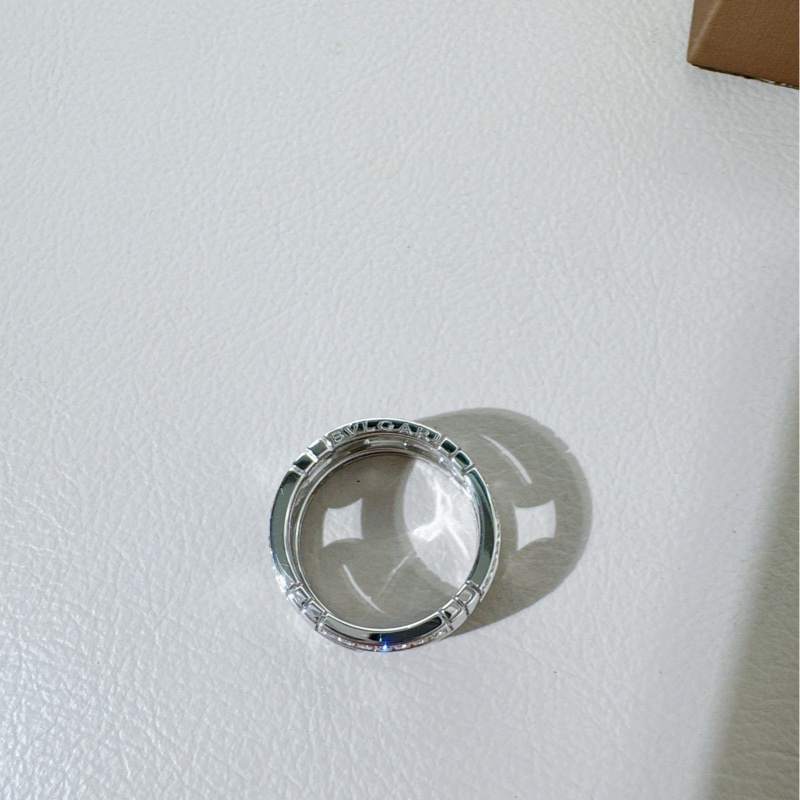 Bvlgari寶格麗 PARENTESI系列 白金鑲鑽 回形針戒指,50碼-6