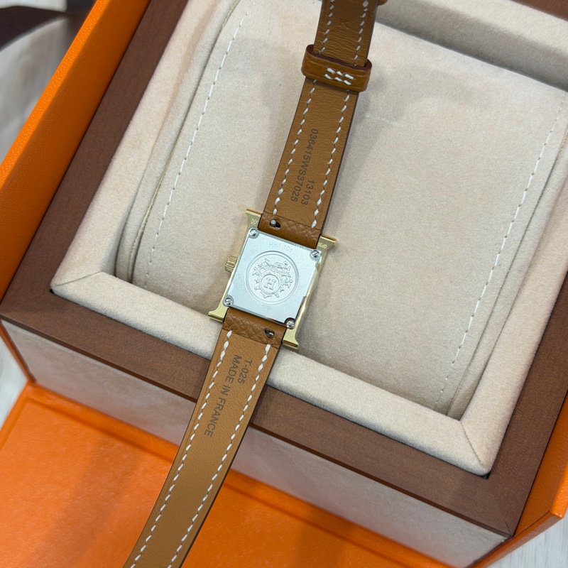 全新 Hermes 金棕金 Heure H 腕錶 石英錶 迷你型 21mm-3