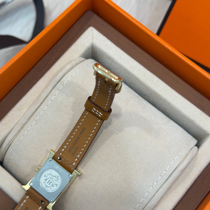 全新 Hermes 金棕金 Heure H 腕錶 石英錶 迷你型 21mm-4